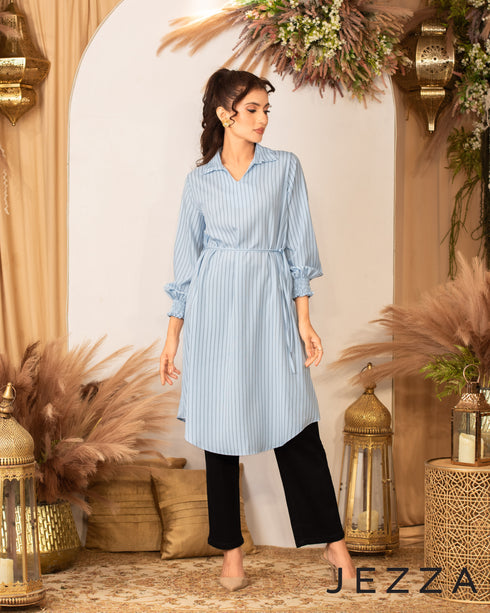 Long Sleeve Below-Knee Polyester Top 62863